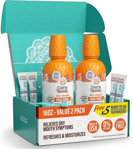 GuruNanda Dry Mouth Mouthwash – Helps Relieve Dry Mouth & Moisturize Oral Tissues – Alcohol-Free, Gentle Hydration Oral Rinse – Fresh Mint, 16 oz in Kuwait