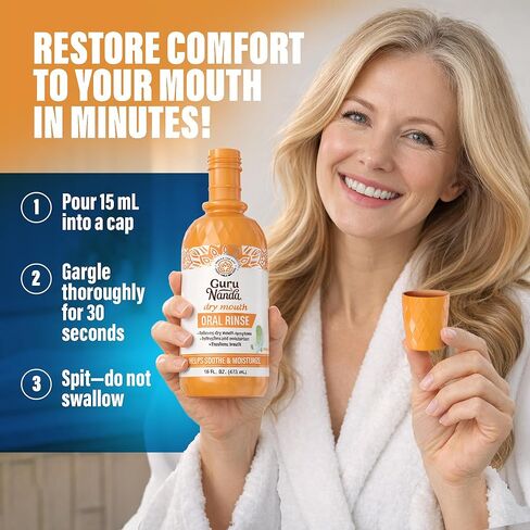 GuruNanda Dry Mouth Mouthwash – Helps Relieve Dry Mouth & Moisturize Oral Tissues – Alcohol-Free, Gentle Hydration Oral Rinse – Fresh Mint, 16 oz in Kuwait