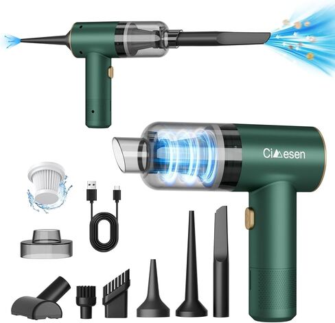 Car Vacuum Portable 4 in 1 Vacuum Cleaner 12000Pa Mini Handheld Vacuum Cordless Rechargeable 120W High Power Vacuum Cleaner & Air Duster Multi-Nozzles for Car Home Office Pet(Green) in Saudi Arabia