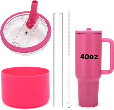 مجموعة غطاء بديل متوافق مع حذاء HydroJug Traveler Plus Slicone سعة 32oz وقش بديل مناسب لزجاجات Hydrojug (وردي، 32oz) in Kuwait