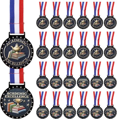 Gerrii 24 Pcs Academic Excellence Award Medals Bulk Graduation Medallion with Neck Ribbon for Students Graduation Party Favors Supplies in Saudi Arabia