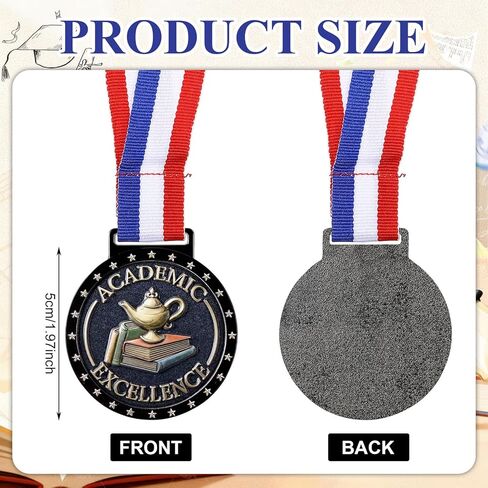 Gerrii 24 Pcs Academic Excellence Award Medals Bulk Graduation Medallion with Neck Ribbon for Students Graduation Party Favors Supplies in Saudi Arabia