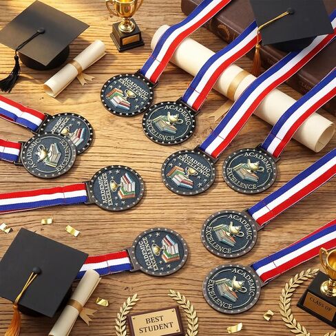 Gerrii 24 Pcs Academic Excellence Award Medals Bulk Graduation Medallion with Neck Ribbon for Students Graduation Party Favors Supplies in Saudi Arabia