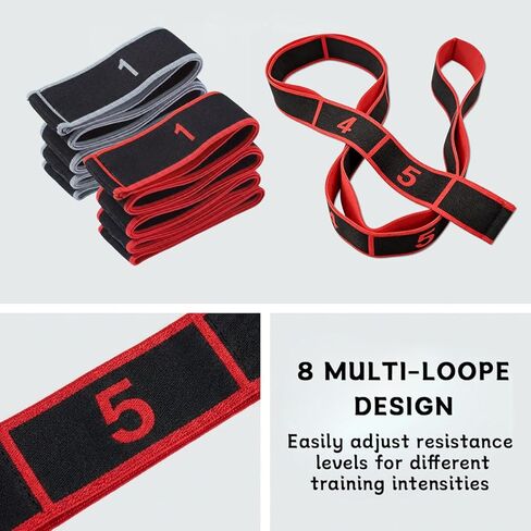 2Pack 8-Section Resistance Band with Numbered Markings, Exercise Band for Stretching, Yoga, Pilates & Home Fitness - Track Progress with Adjustable Tension, High-Elastic Latex Training Band in Saudi Arabia