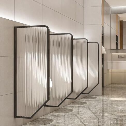 Wall-Mounted Urinal Privacy Partitions, 4PCS Tempered Glass & Stainless Steel, Ideal for Hotels, Schools, Commercial Restrooms, Durable & Stylish Design in Saudi Arabia