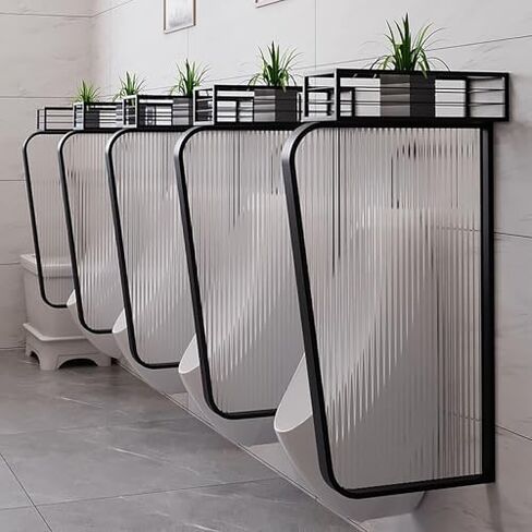 Wall-Mounted Urinal Partition - 3pcs Tempered Glass for Men’s Restrooms, Perfect for Schools, Bars & Hotels - Sleek Black Design for Modern Spaces in Saudi Arabia