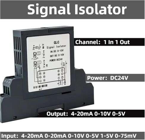 DC Signal Isolator 0-75mV to 4-20mA 0-10V 0-5V 1-5V Analog Signal Isolator1 in 1 Out 1 in 2 Out Signal Isolator Converter(1 in 1 Out,Output 0-20MA_Input 0-10V) in Saudi Arabia