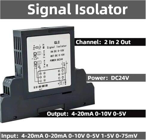 DC Signal Isolator 0-75mV to 4-20mA 0-10V 0-5V 1-5V Analog Signal Isolator1 in 1 Out 1 in 2 Out Signal Isolator Converter(2 in 2 Out,Output 0-20MA_Input 0-10MA) in Saudi Arabia