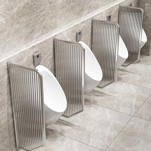Wall-Mounted Urinal Privacy Partitions, 4PCS Tempered Glass & Stainless Steel, Ideal for Hotels, Schools, Commercial Restrooms, Durable & Stylish Design in Kuwait