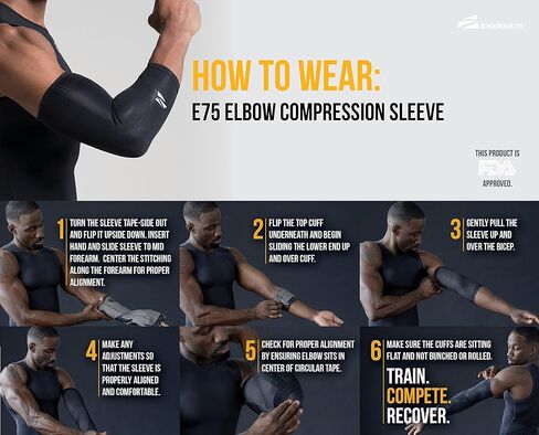 Enerskin E75 FDA Approved Graduated Medical Grade mmHg Elbow Compression Sleeves with Kinesiology Muscle Mapping in Saudi Arabia