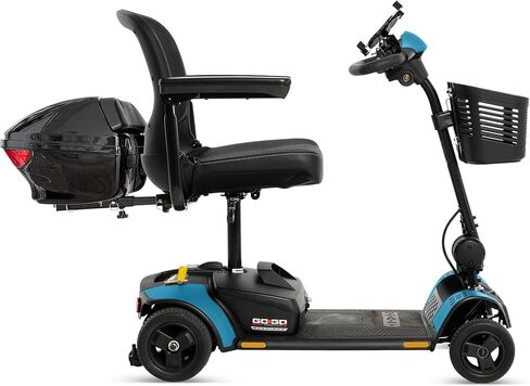 سكوتر Pride Go Go Elite Traveler 2 Platinum Mobility Scooter + الملحقات، صنع في الولايات المتحدة الأمريكية، تقنية EZ Turn Tech الجديدة، سعة 300 رطل، 4.23 ميل في الساعة، نطاق 13.8 ميل، مقعد عريض 17 بوصة، سكوتر برايد موبيليتي، ضمان in Saudi Arabia