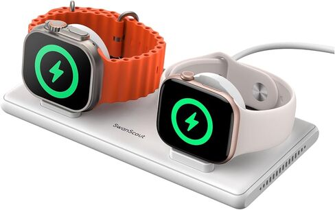 شاحن مزدوج لـ Apple Watch Ultra 2/Ultra/Se/10/9/8/7/6/5/4/3/2 ، Dock شحن محمول لساعتين Apple ، Swanscout 507da in Saudi Arabia