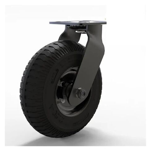 1 piece electrophoretic All Black 8 inch Inflatable Rubber casters Swivel Wheels Lobby Luggage cart Service cart in Saudi Arabia