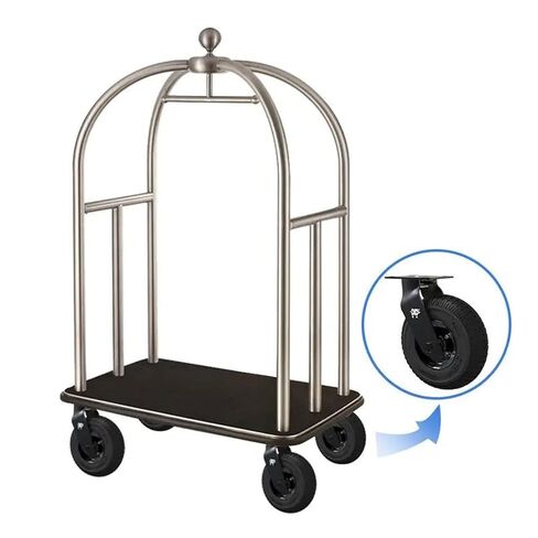 1 piece electrophoretic All Black 8 inch Inflatable Rubber casters Swivel Wheels Lobby Luggage cart Service cart in Saudi Arabia