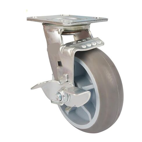 1 piece Heavy Duty 6 inch TPR Drive Wheel with Brake Silent Workshop Equipment in Saudi Arabia