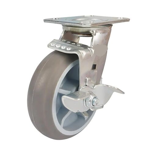1 piece Heavy Duty 6 inch TPR Drive Wheel with Brake Silent Workshop Equipment in Saudi Arabia