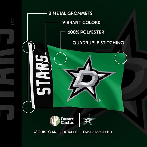 الصحراء الصبار دالاس نجوم العلم NHL 100% البوليستر داخلي في الهواء الطلق 3x5 قدم أعلام فريق دوري الهوكي الوطني (اسم العلم) in Saudi Arabia
