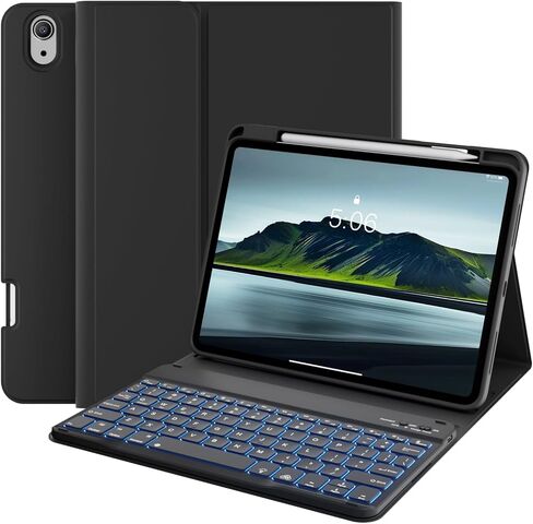 حالة لوحة المفاتيح لـ iPad 11 بوصة (A16) 11/10.9 بوصة من الجيل العاشر 2025/2022 مع حامل قلم رصاص ، 7 ألوان إضاءة خلفية قابلة للفصل غطاء مفتاح Bluetooth اللاسلكي المغنطيسي ، والأخضر الداكن in Kuwait