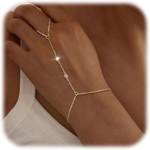 14K مطلية بالذهب سلاسل اليد أساور للنساء العصرية المكدس تشيكوسلوفاكيا مطرز سلسلة الاصبع لذيذ قابل للتعديل خواتم الاصبع أساور سحر ربط سلسلة الشاطئ الصيف أزياء اليد المجوهرات in Saudi Arabia