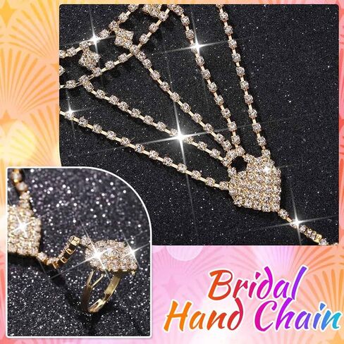 CASDRE Rhinestone Fingerless Gloves Bridal Crystal Glove Sparkly Hand Chain Accessories for Women in Saudi Arabia