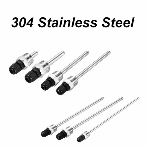 TOP-MAX Thermowell 304 ستانلس ستيل، سلس ومقاوم للتآكل، قطر 8 مم، مثالي للتخمير والظروف الصعبة (100 مم) in Kuwait