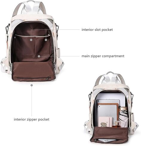 BROMEN Backpack Purse for Women Leather Anti-theft Travel Backpack Fashion Shoulder Bag Pink in Kuwait