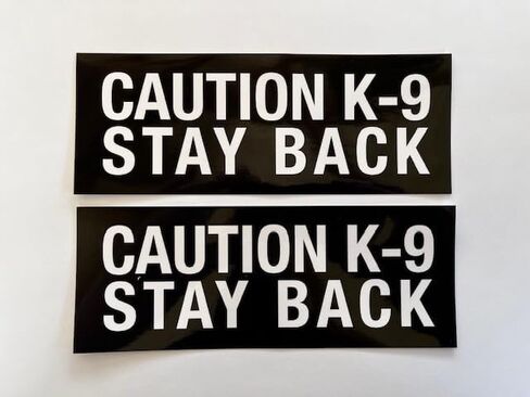 ملصق من الفينيل من Five Star Graphics Caution K-9 Stay Back (عبوة من قطعتين) مقاس 8 بوصات × 3 كلب عمل لإنفاذ القانون (X2Ps182)، أبيض، أسود in Kuwait