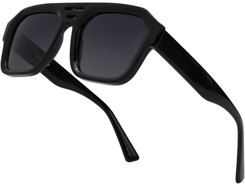 Retro Thick Frame Double Bridge Polarized Sunglasses for Men Women - UV400 Protection HD Anti-Glare Sport Shades for Driving Fishing in Saudi Arabia