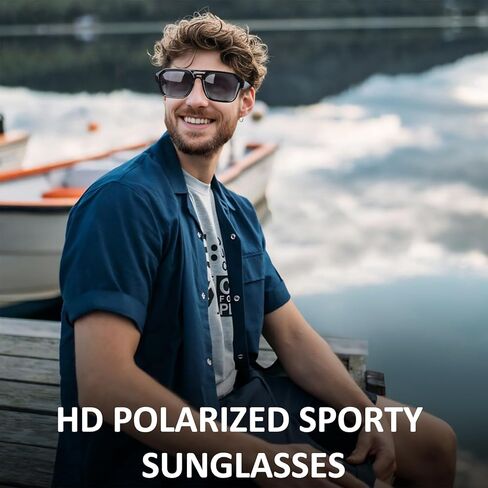 Retro Thick Frame Double Bridge Polarized Sunglasses for Men Women - UV400 Protection HD Anti-Glare Sport Shades for Driving Fishing in Saudi Arabia