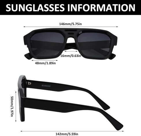 Retro Thick Frame Double Bridge Polarized Sunglasses for Men Women - UV400 Protection HD Anti-Glare Sport Shades for Driving Fishing in Saudi Arabia