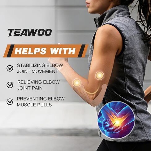 شريط علم الحركة TEAWOO مسبق القطع للمرفق، 24 قطعة، شريط رياضي مقاوم للماء وجيد التهوية، التصاق ومرونة معززة، دعم لتخفيف آلام الكوع للرياضة والاستخدام اليومي in Kuwait