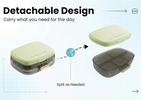 Weekly Pill Organizer, 7 Day Pill Box with Safety Lock and Airtight Seal, Child-Resistant Large Medication Container for One Dose Per Day, Travel Portable Vitamin Case - Green in Saudi Arabia