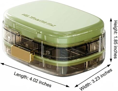 Weekly Pill Organizer, 7 Day Pill Box with Safety Lock and Airtight Seal, Child-Resistant Large Medication Container for One Dose Per Day, Travel Portable Vitamin Case - Green in Saudi Arabia
