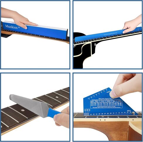 مجموعة أدوات Luthier، مجموعة أدوات تسوية الحنق، مجموعة أدوات إعداد الجيتار الاحترافية مع حافة مستقيمة مثبتة على رقبة الجيتار، شعاع تسوية الحنق 16 بوصة، مبرد تتويج الحنق، مبرد تلبيس نهاية الحنق، الروك الحنق in Kuwait