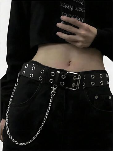 Women's Star Studded Waist Belts Square Buckle PU Belt Y2k Fashion Accessory in Saudi Arabia