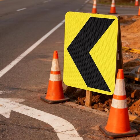 2 حزمة علامة سهم شيفرون مقاس 18 × 12 بوصة من الألومنيوم العاكس المقاوم للماء وخالي من الصدأ مع فتحات مثقوبة مسبقًا لمنحنى ممر الطريق في الهواء الطلق in Kuwait