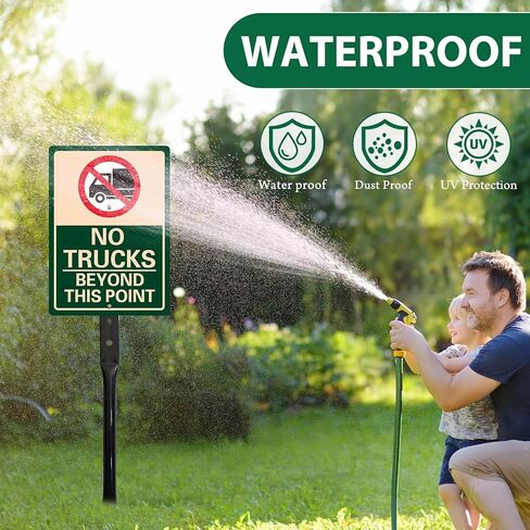 2 Pack No Trucks Beyond This Point Sign - 10" x 14" Reflective Aluminum Signs with 34.6" Metal Stakes, Rust-Free, UV & Weatherproof No Trucks Sign for Driveways, Private Roads, and Outdoor Use in Kuwait