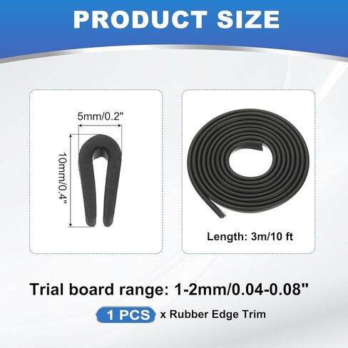 PATIKIL 5/64" Rubber Edge Trim, 10 ft Edge Protector U Channel Edge Trim for Sharp Edge, Sheet Metal, Car Doors, Hatches, Table Corners, Black in Saudi Arabia