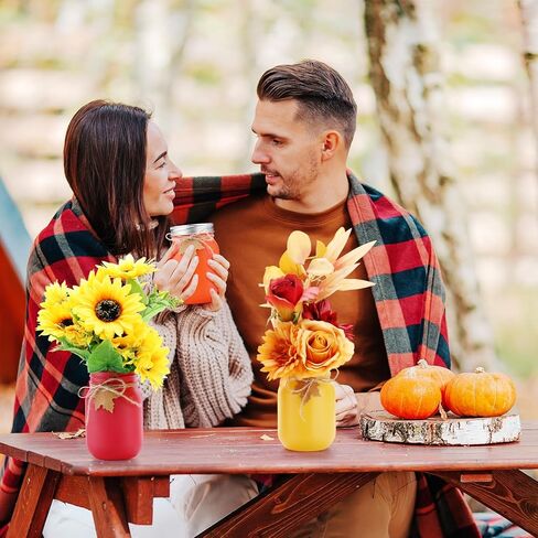 Tioncy 6 Pcs Valentines Day Table Decorative Mason Jar Centerpiece for Tables Farmhouse Valentines Tiered Tray Decoration Conservation Heart Decorative for Valentine's Day Decoration Home Kitchen in Saudi Arabia