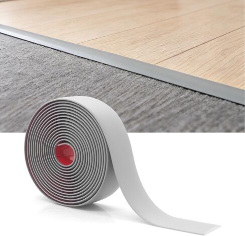 4M Self-Adhesive Transition Strip, PVC Laminate Floor Edging Trim, Door Threshold Strip for Tiles, Wood and Carpet Gaps, Easy Cut-to-Fit Joining Strip (Black) in Kuwait