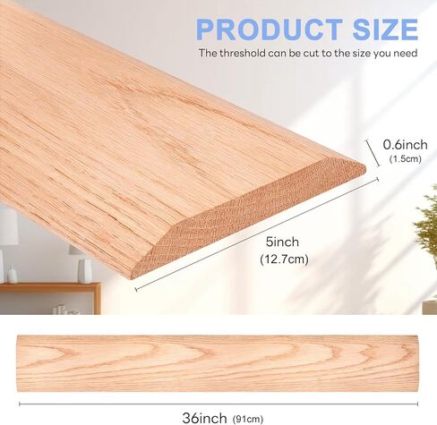5" W 36" L Flat Profile Solid FAS1 Red Oak Floor Transition Strip, Wood Door Threshold for Carpet Tile Wood Vinyl Laminate Flooring (5/8" H,5" W, 36" L) in Saudi Arabia