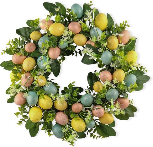 24" Artificial Eucalyptus Wreath, Full & Lifelike Greenery Wreath with Frosted Tips, Door Decoration, All-Season Farmhouse Wedding Wall & Outdoor Decor in Saudi Arabia