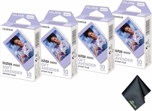 Fujifilm Instax Mini لافندر لافندر فيلم فوري (40 تعرضًا) مع قطعة قماش لتنظيف الألياف الدقيقة in Saudi Arabia