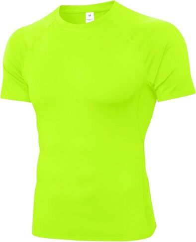 تي شيرت رجالي مضغوط بأكمام قصيرة للتمرين الرياضي للجري والتدريب في صالة الألعاب الرياضية، طبقة أساسية سريعة الجفاف in Kuwait