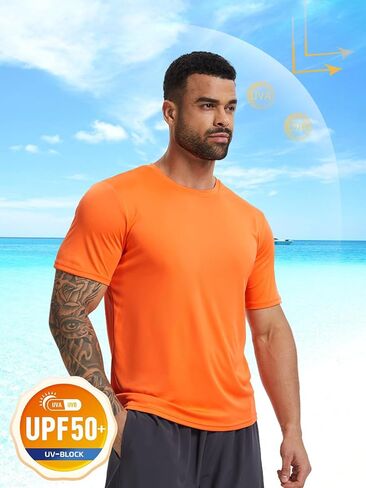Mens T-Shirt Sun Shirts UPF 50+ Short Sleeve Quick Dry Athletic with UV Protection in Saudi Arabia