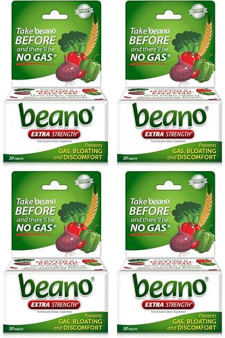 Beano Ultra 800، مكمل غذائي لمنع الغازات والإنزيم الهضمي، 30 قيراط، 4 عبوات in Kuwait