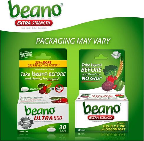 Beano Ultra 800، مكمل غذائي لمنع الغازات والإنزيم الهضمي، 30 قيراط، 4 عبوات in Kuwait