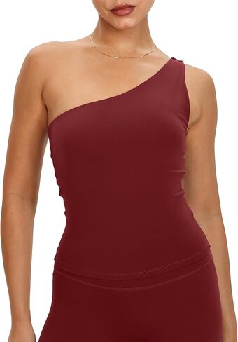 MEIVSO One Shoulder Tops for Women Workout Going Out Top Sleeveless Shirts Bulit in Bra in Saudi Arabia