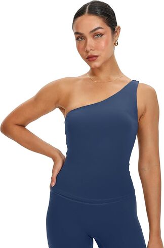 MEIVSO One Shoulder Tops for Women Workout Going Out Top Sleeveless Shirts Bulit in Bra in Saudi Arabia