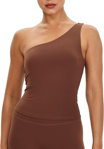 MEIVSO One Shoulder Tops for Women Workout Going Out Top Sleeveless Shirts Bulit in Bra in Saudi Arabia